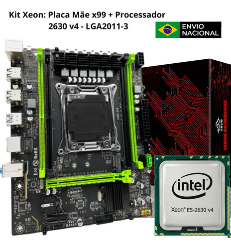 Kit Xeon Placa Mãe X99 + Processador Xeon E5 2630v4 Preto
