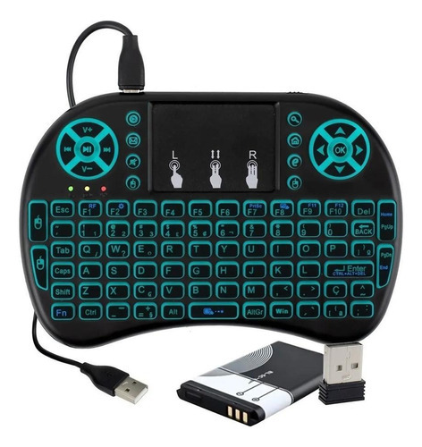 Mini Teclado Controle Sem Fio Iluminado Com Luz De Led