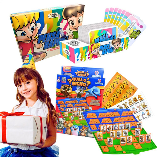 Grupobsrm Pais & Filhos Kit 2 Jogos De Tabuleiro e Cartas Pensa Rápido