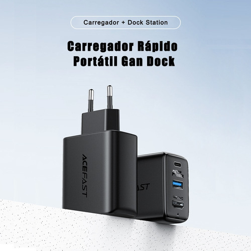 Imagen 3 de 10 de Juego De Cargador Rápido Acefast Gan Hub De 65 W, 3 Puertos