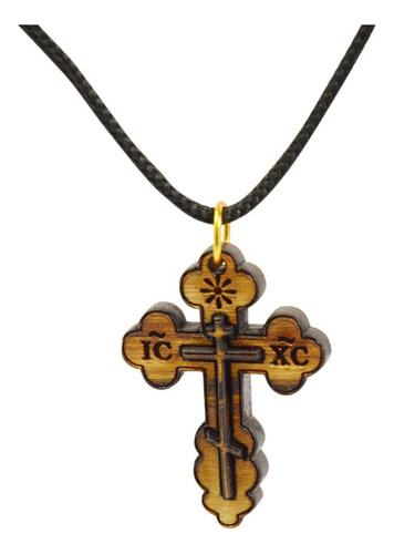 Collar Con Forma De Cruz De Madera Ortodoxa Oriental De San