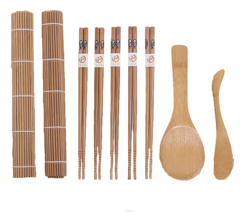 Kit De Bambú Para Hacer Sushi, 9 Piezas, Con Tapetes Enrolla