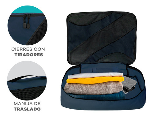 Set Organizador De Ropa Para Valija Viaje Bolsas Con Cierre Color Azul