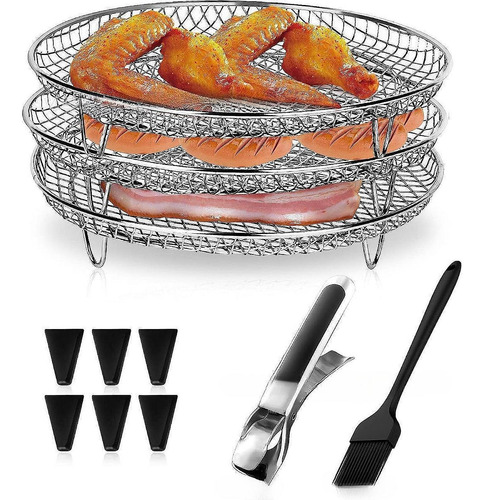 3x Aço Inoxidável Fritadeira Racks Equipamento De Redondo