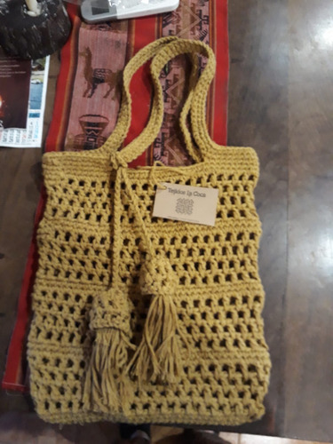 Bolsa De Red Hilo Crochet Ocre / Artesanal Tlc54b
