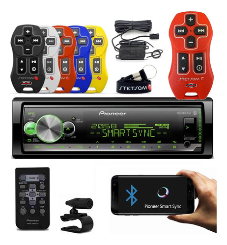 Controle Longa Distância Stetsom + Aparelho Pioneer Usb Bt
