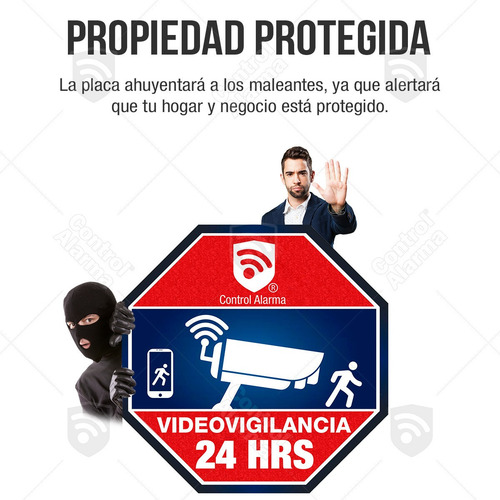 Imagen 5 de 10 de Kit 3 Letreros Placa Sticker Videovigilancia Seguridad Casa