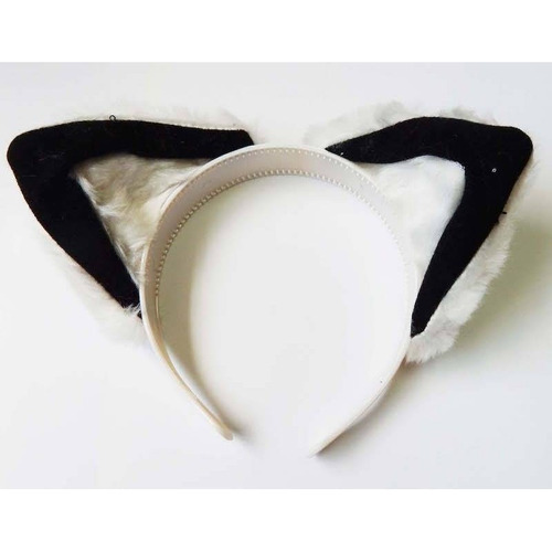 Imagen 2 de 2 de Diadema Orejas De Gato Kawaii Cosplay Moda Koreana B/n