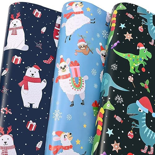 Christmas Wrapping Paper For Kids Boys Girls 6 Large Sh...