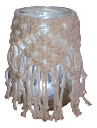 Fanal Florero Macramé Centro De Mesa Deco Hogar Eventos Natural Frasco Recto