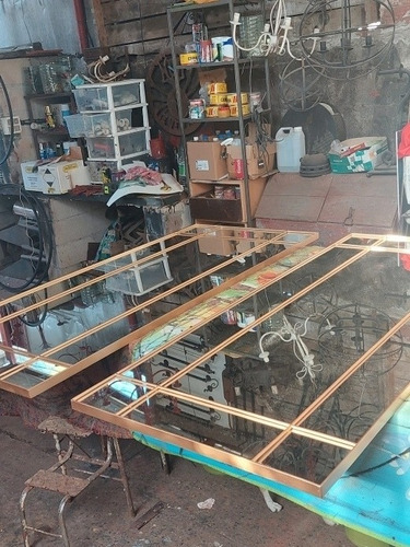 Imagen 10 de 10 de Espejo Hierro Dorado Fabricamos A Medida. Envió Gratis !!