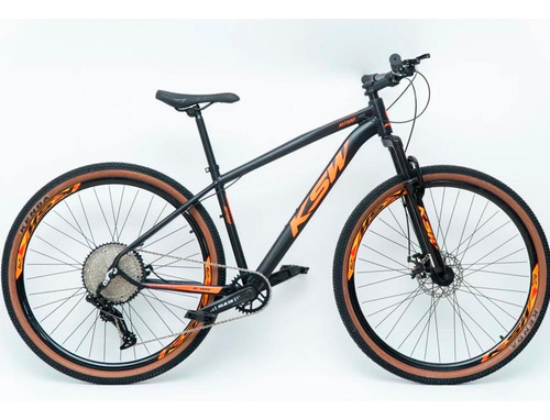 Bicicleta Aro 29 Bike Ksw Mtb 12v Marchas K7 Alumínio Cor Preto Fos -ad Laranja Tamanho Do Quadro 21