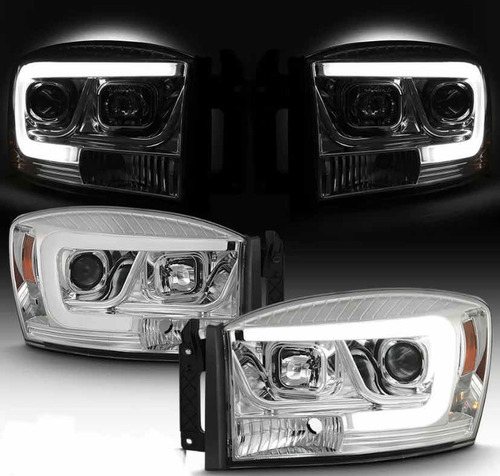 Par De Faros Para Dodge Ram 2006 2007 2008 Led Lupa.