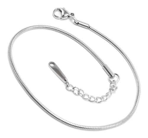 Imagen 8 de 10 de Pulsera De Tobillo Pie Mujer De Acero Panza De Víbora Plata