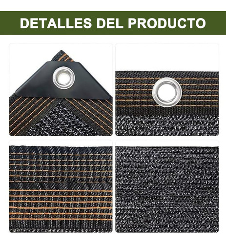 Banna, Negro, Red De Sombra Reforzada De 2 X 5 M Con 4