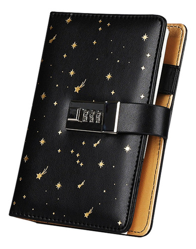 Cuaderno Estrellado, Tapa Dura, Piel, Contraseña, Diario