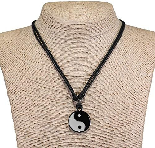 Colgante Bluerica Yin Yang En Collar De Cuerda Negra Ajustab