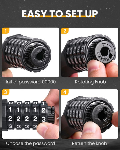 Cable Keystop Bike Lock Con Combinacion De Alta Seguridad...