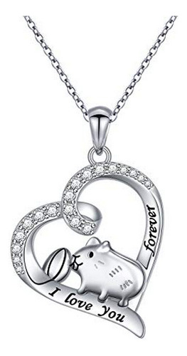 Collar - 925 Sterling Silver Cute Animal Guinea Pig Pet Hams