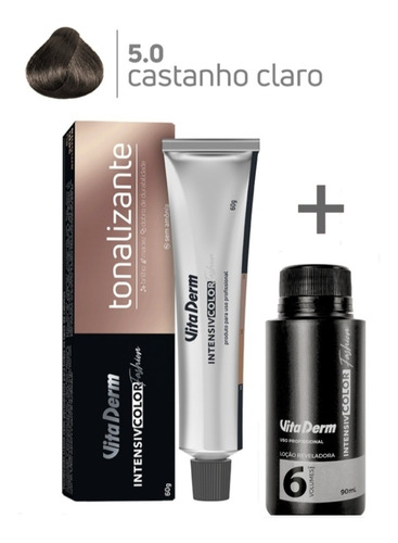 Kit Tonalizante 5.0 Castanho Claro + Ox 6vol 90ml Vita Derm