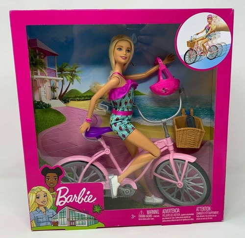 Boneca Barbie Com Bicicleta Ftv96 Mattel