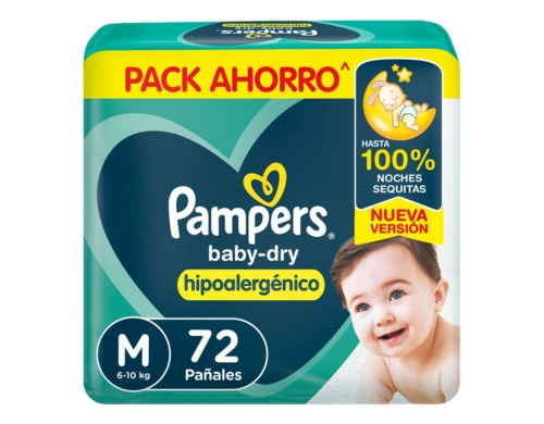 Pampers Baby-dry Hipoalergénicos- Talle Mediano (m)