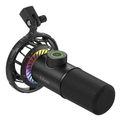 Microfone Dinâmico Usb Fifine K658  Rgb Unidirecional