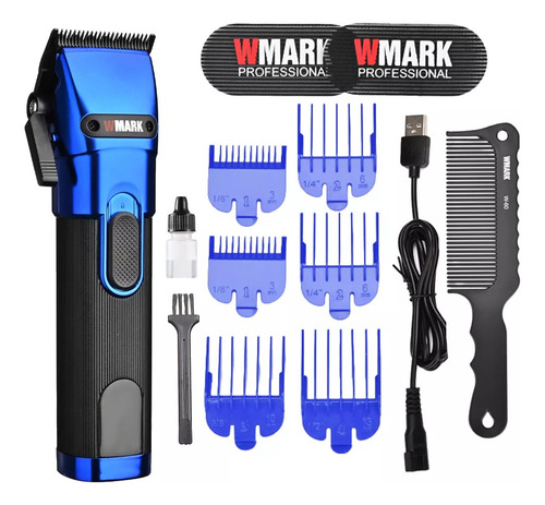 Maquina De Cortar Cabelo Wmark Ng121 Azul Display Led Bivolt