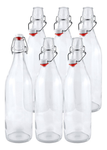 Botellas De Vidrio Transparente Estilo Swing Top, Juego De 6