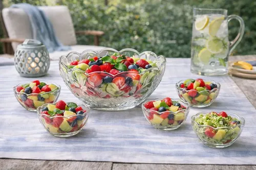 Conjunto de 7 Bowls de Vidro Rose para Cozinha