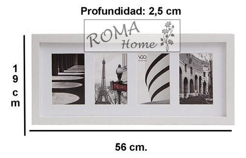 Porta Retrato Tipo Box Múltiple Para 4 Fotos 10x15 Blanco Múltiple