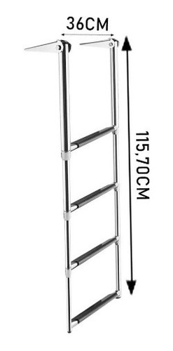 Imagem 2 de 5 de Escada Náutica Boad 4 Degraus 36 Cm Em Aço Inox Lanchas