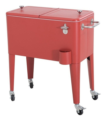 Cooler Rojo Retro Metálico 60litros Bozzo