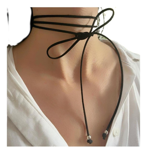 Choker Lazo X2 Gamuza Collar Gargantilla Tiento Moño