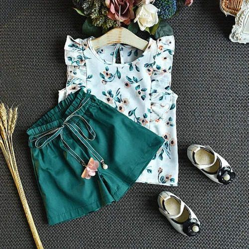Conjuntos De Ropa Para Niños, Camisa Con Flores Y Pantalones