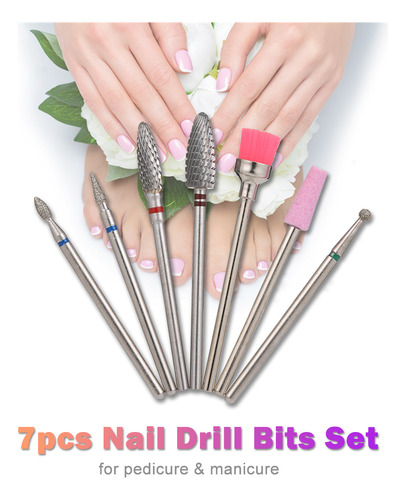 Juego De Brocas De Uñas De 7 Piezas Para Pedicura Y Taladro