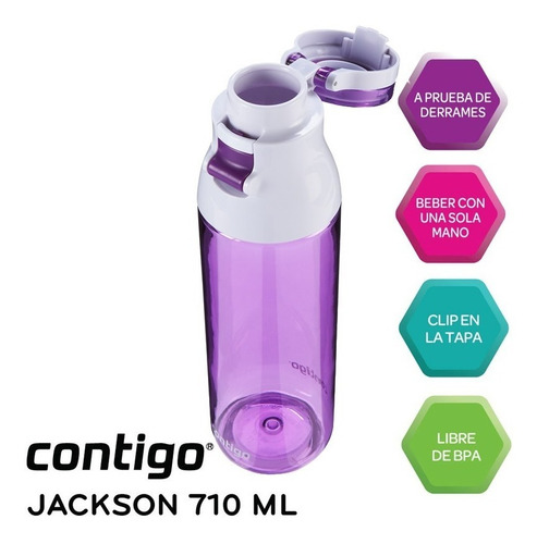 Botella De Agua Contigo Jackson Auto Seal Lila Original Usa