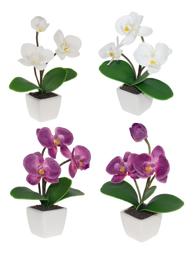 Binfen Mini Orquídeas Artificiales Phalaenopsis En Blanco Y 