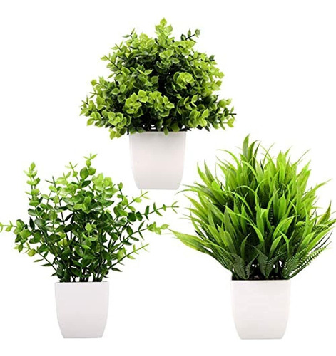 Greentime 3pack De Mini Plantas Falsas En Macetas, Plantas D