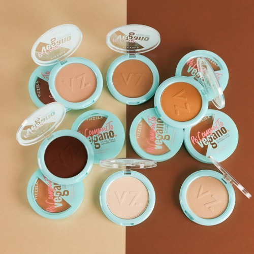 Base de maquiagem em pó Vizzela Pó Compacto Pó Facial Matte - 9g