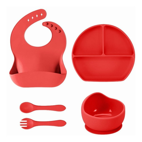 5 Piezas Set De Alimentación Silicona Platos Bebe- Niños