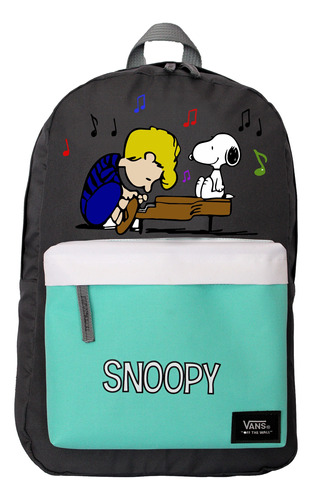 Mochila Vans Old Skool Snoopy Schroeder Original Color Gris