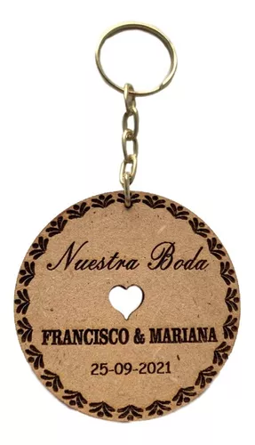 Llavero Personalizado Madera Herraje Grabado Laser Boda