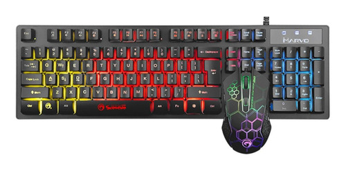 Kit de teclado y mouse gamer Marvo KM409 de color negro