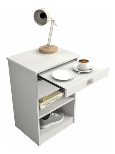 Mesa De Luz Dormitorio Desayunador 6430 Cajon Moderna Blanca