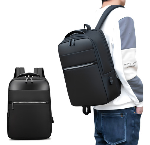 Bolsa Masculina Impermeável Detalhes Couro Pu Laptop Entrada Usb Compatível com Notebooks Dell Acer HP Lenovo Macbook Pro Air M1 M2 M3 Faculdade Universidade Escola Executiva Trabalho 15.6 Polegadas