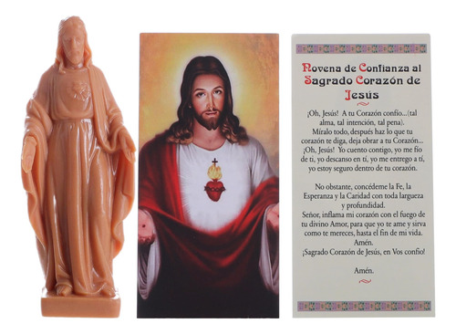 Komi Estatua Del Sagrado Corazon De Jesus Con Tarjeta De Ora