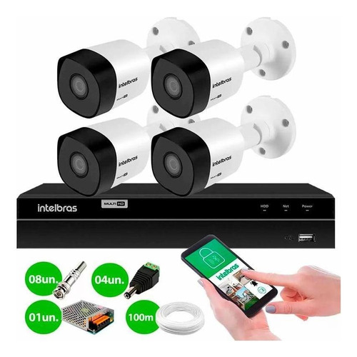 Kit 4 Câmeras De Segurança 1120 Vhc Dvr Intelbras