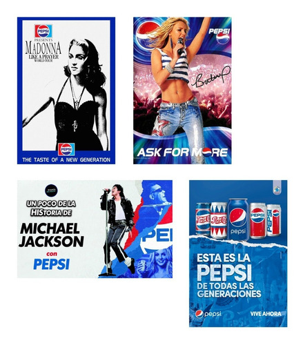 Carteles Metalicos Pack 4 Latas Vintage Pepsi Famoso  20x30 