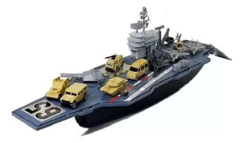 Barco Militar Porta Aviones Con Accesorios De 86cm Plástico